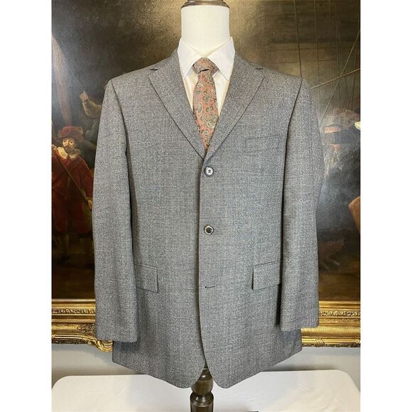 VTG Boss Hugo Boss 42R USA MADE Gray Heather Super 120's Wool 3Btn Blazer Jacket